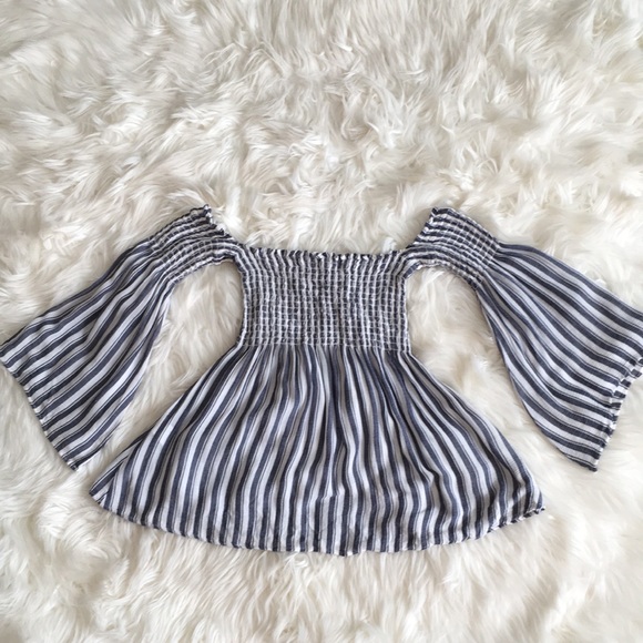 Blue Life Blue/White Straps Bell Sleeves Top - Picture 7 of 11
